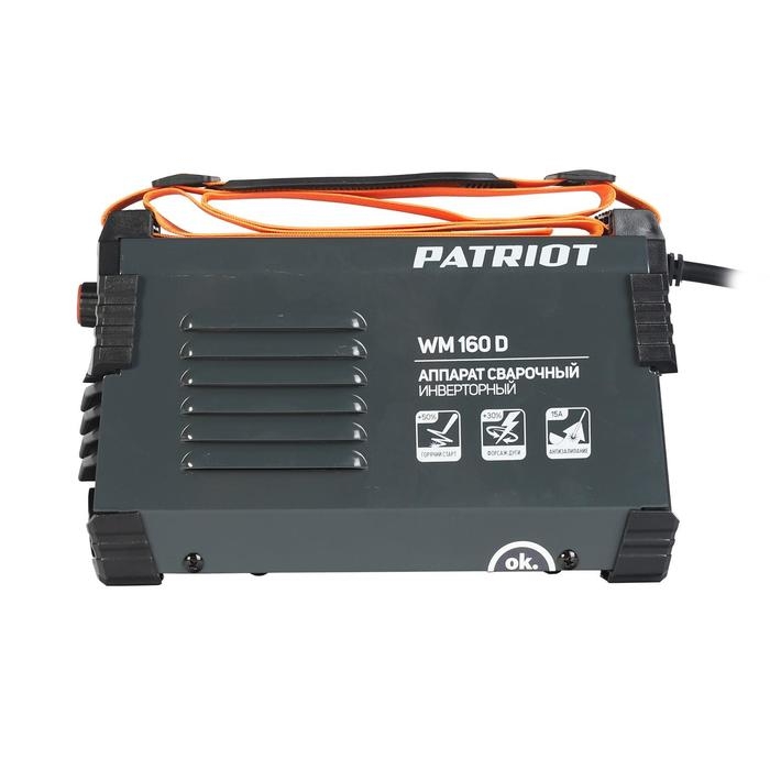 Аппарат сварочный инверторный Patriot WM160D, 220 В, 6.8 кВт, 20-160 А, электроды 1.6-4 мм Аппарат сварочный инверторный Patriot WM160D, 220 В, 6.8 кВт, 20-160 А, электроды 1.6-4 мм