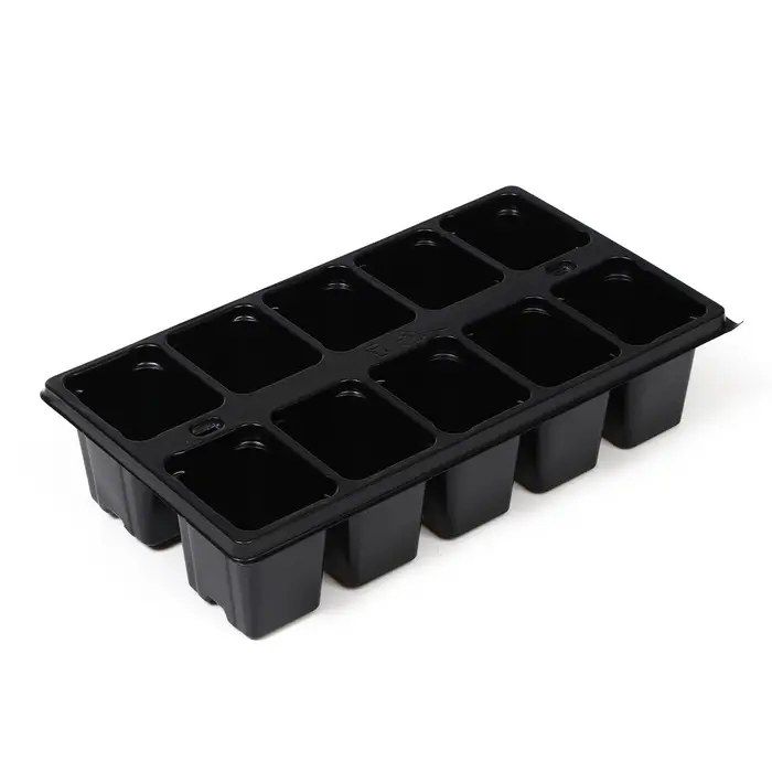 Кассета для рассады Greengo на 10 ячеек, по 100 мл, пластиковая, чёрная, 25×14×5 см