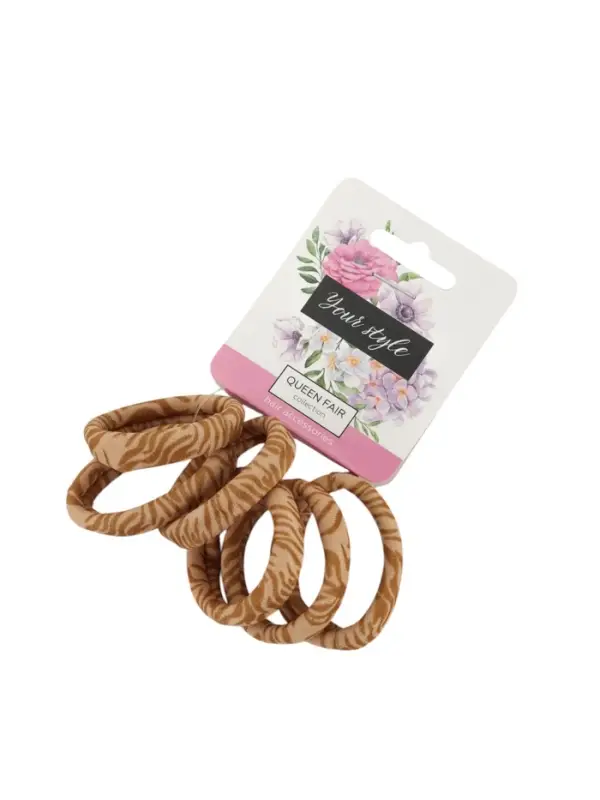 Резинки для волос &laquo;Спорт принт&raquo;, набор 6 шт., полосы, 3.5 см, светло-коричневые