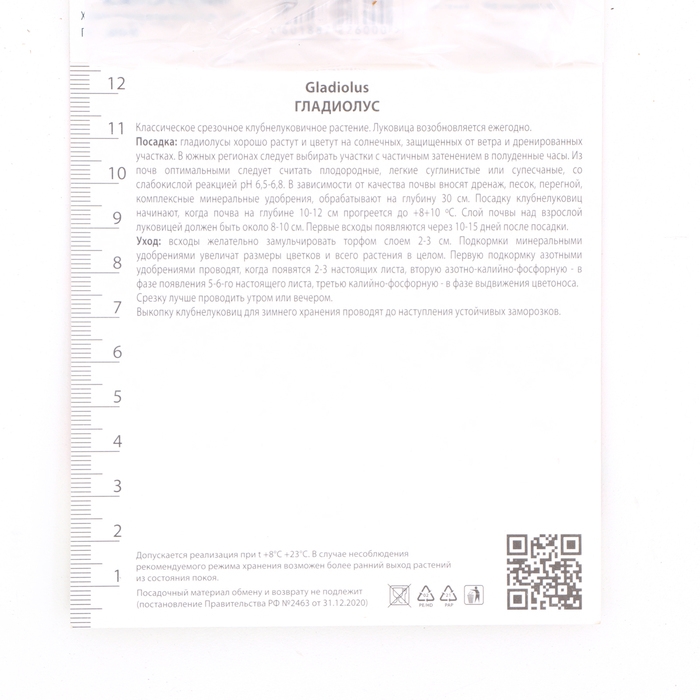 Гладиолус крупноцветковый «Эдванс», луковица цветов в пакете с перфорацией, р-р 10/12, 3 шт.