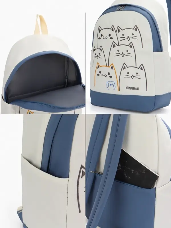 Рюкзак школьный на молнии, с карманами, с рисунком, размер 30&times;14&times;43 см, синий