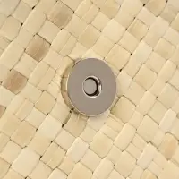 Сумка плетёная на застёжке из пандана, 30&times;10&times;35 см, бежево-чёрная