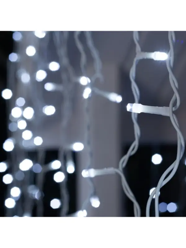 Гирлянда &laquo;Бахрома&raquo; 3&times;0.9 м, IP44, УМС, белая нить, 232 LED, свечение белое, 220 В