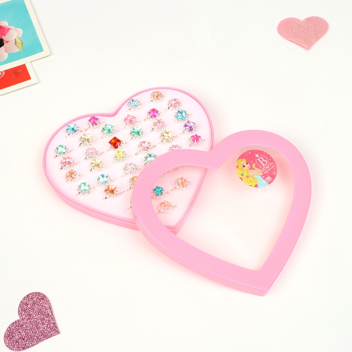 Кольца детские набор 36шт «Выбражулька» геометрия, цвет МИКС, форма МИКС в серебре, б-р Кольца детские набор 36шт «Выбражулька» геометрия, цвет МИКС, форма МИКС в серебре, б-р