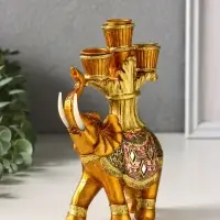 Фигурка полистоун подсвечник &laquo;Африканский слон в золотой, ажурной попоне&raquo;, 19&times;12.5&times;5 см