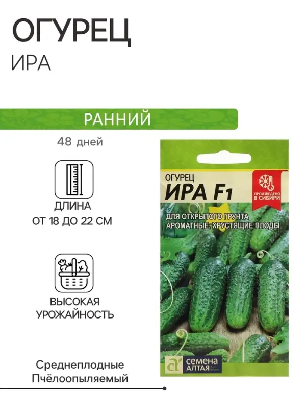 Семена Огурец  Семена Огурец "Ира", F1, Сем. Алт, ц/п, 0,3 г
