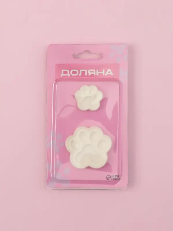Печати для теста и мастики Доляна &laquo;Лапы&raquo;, набор 2 шт., 4.5&times;5/ 3&times;3 см, пластик, молочные