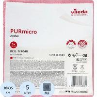 Салфетка хозяйственная ПУРМикро красная 5 шт/уп