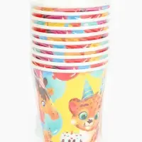 Стакан одноразовый бумажный «С Днём рождения, весёлые зверята», желтый, 250 мл Стакан одноразовый бумажный «С Днём рождения, весёлые зверята», желтый, 250 мл