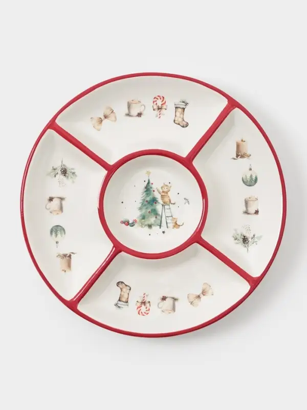 Менажница новогодняя Доляна «Волшебный праздник», 5 секций, 25.5×3.1 см, доломит, белая Менажница новогодняя Доляна «Волшебный праздник», 5 секций, 25.5×3.1 см, доломит, белая