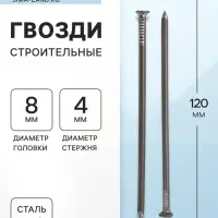 Гвозди ТУНДРА, строительные, ГОСТ 4028-63, без покрытия, 4&times;120 мм, 5 кг