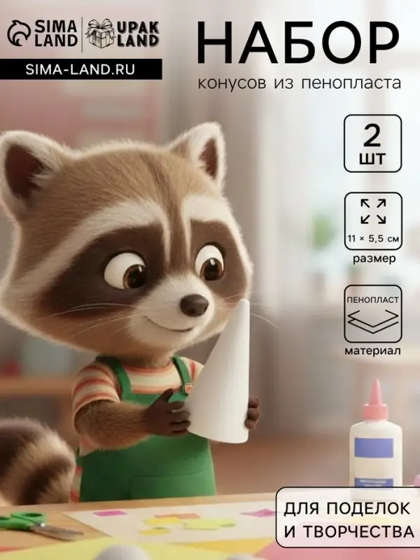 Конус из пенопласта для поделок и творчества, набор 2 шт., 11&times;5.5 см