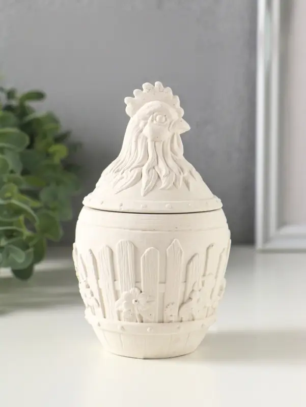 Шкатулка с крышкой для украшений &laquo;Петух&raquo;, 13&times;7 см, гипс