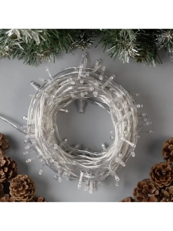 Гирлянда &laquo;Нить&raquo; 20 м, IP20, прозрачная нить, 200 LED, 8 режимов, 220 В, свечение синее