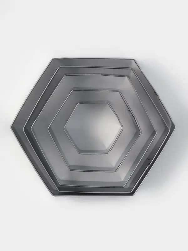 Формы печенья Доляна &laquo;Шестиугольник&raquo;, набор 5 шт., 9.6&times;8.3&times;2.5 см, нержавеющая сталь, серебристые