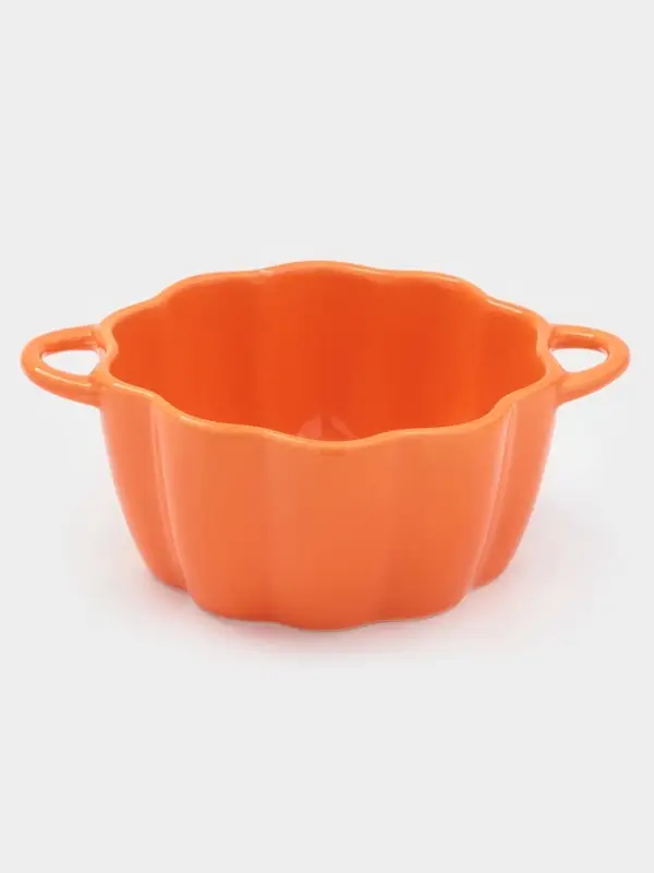 Горшочек для запекания &laquo;Тыква&raquo;, 500 мл, 18.5&times;14&times;11 см, посуда для Хэллоуина, жаропрочная керамика, оранжевый