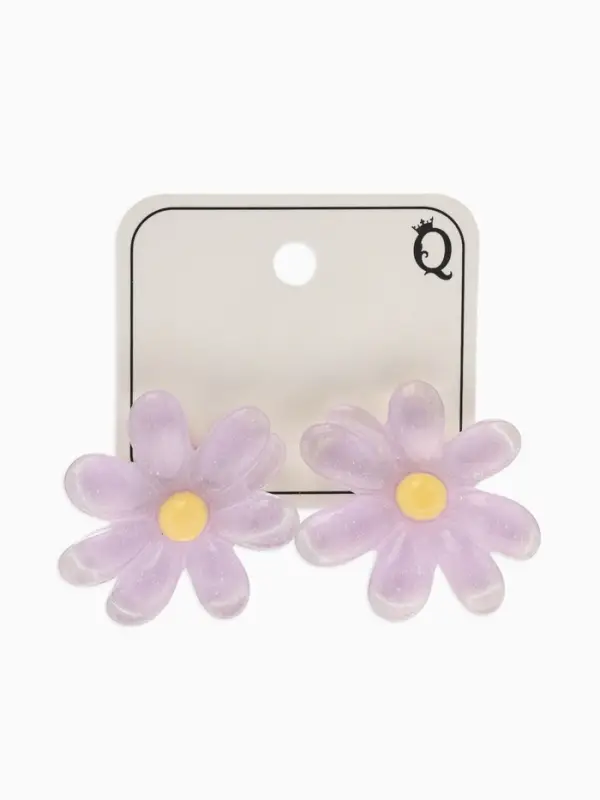 Серьги пластик &laquo;Цветочек летний&raquo;, с блёсткой, фиолетовые