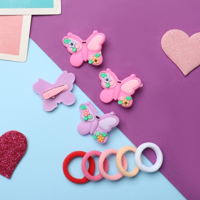 Набор для волос Набор для волос "Лучик" (10 резинок,4 зажима) бабочка яркая