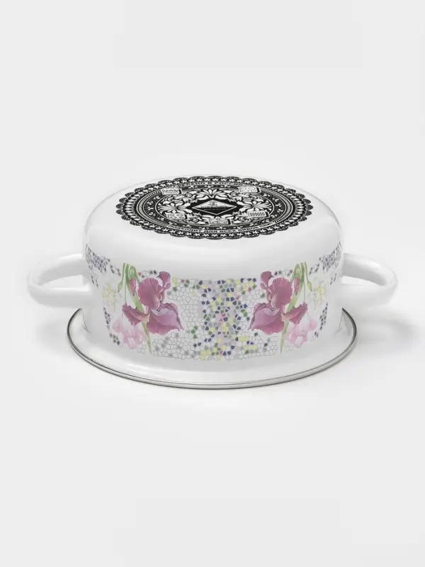 Кастрюля эмалированная &laquo;Мозаика&raquo; 1.5 л, d=15 см, индукция, белая