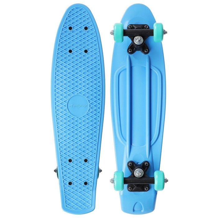 Пенниборд ONLYTOP, 56х15 см, колёса PVC 50 мм, пластиковая рама, цвет голубой Пенниборд ONLYTOP, 56х15 см, колёса PVC 50 мм, пластиковая рама, цвет голубой