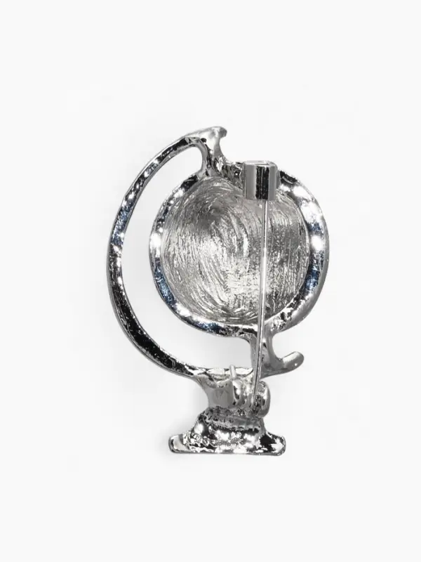 Брошь &laquo;Школа. Глобус&raquo;, синяя в серебре