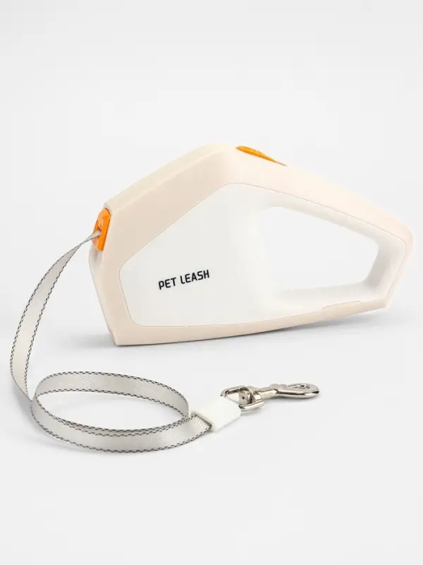 Рулетка - поводок для собак, лента 3 метра, белая, бежевая