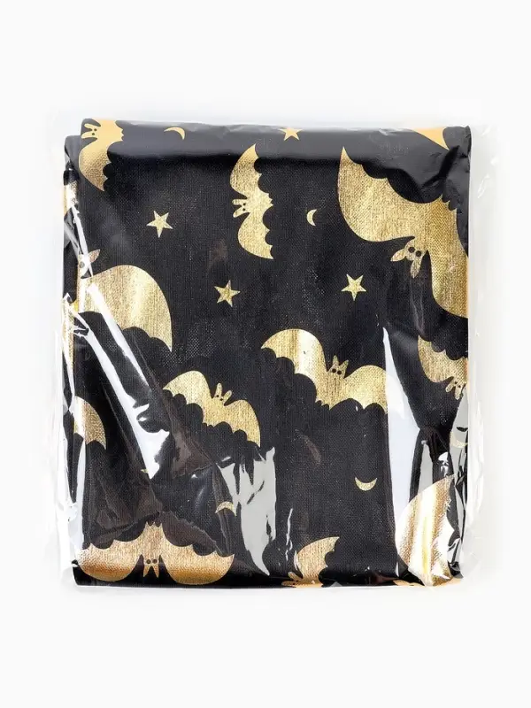 Скатерть тканевая на хэллоуин &laquo;Летучие мыши&raquo;, золото, 200&times;140