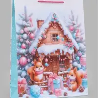 Пакет подарочный &laquo;Праздничные бельчата&raquo;, 33&times;10&times;42.5 см