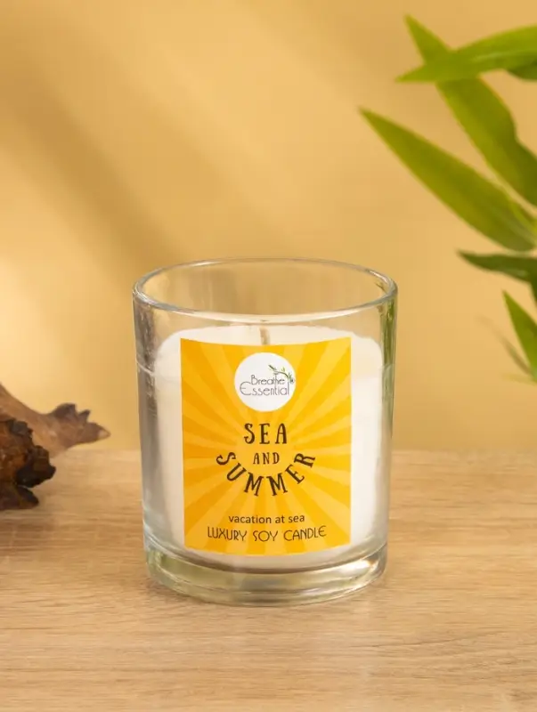 Свеча с кристаллом внутри Sea and Summer Свеча с кристаллом внутри Sea and Summer "Vacation at Sea" морской, 120 гр