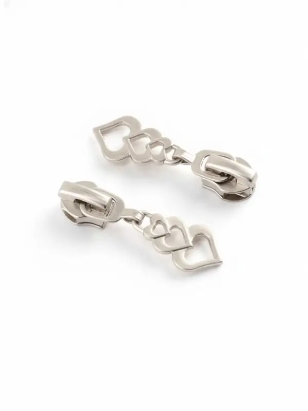 Бегунок для молнии &laquo;Спираль&raquo;, №7, &laquo;Сердца&raquo;, 10 шт., цвет никель