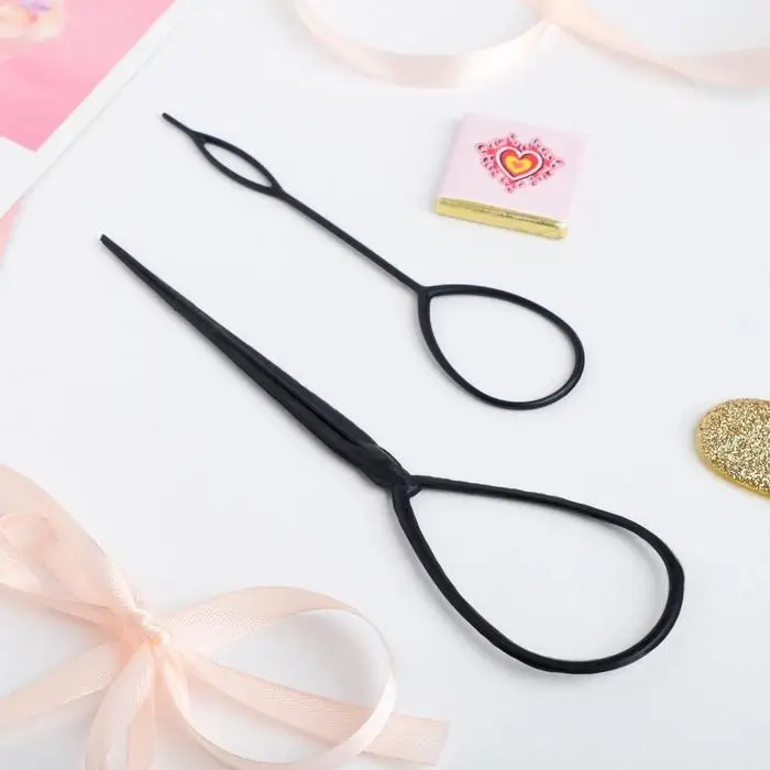 Аксессуар для создания причёски Аксессуар для создания причёски "Петелька" (набор 2 шт) 14, 18 см, чёрный