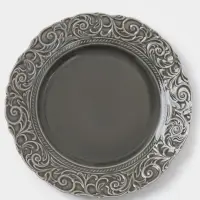 Тарелка обеденная WY Floral Laceware, d=25 см, фарфор, серая