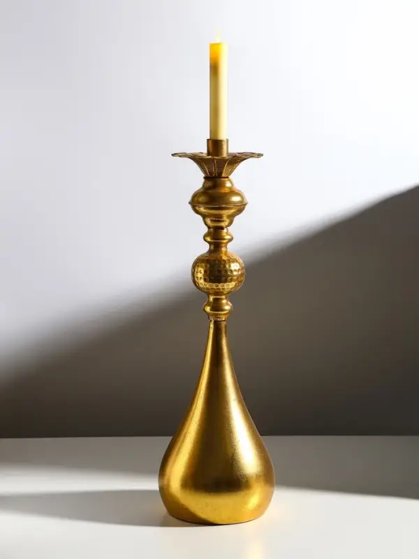 Металлический подсвечник на 1 свечу &laquo;Пеллегрино&raquo;, золото, 15.5&times;15.5&times;51 см