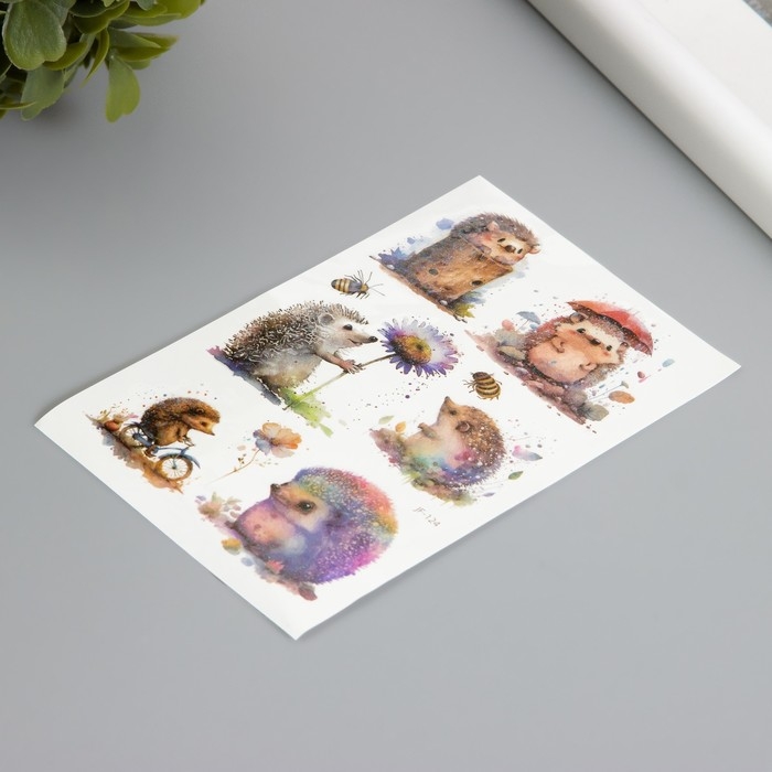 Татуировка на тело фосфорные с блёстками Татуировка на тело фосфорные с блёстками "Ёжик" 7,5х12 см