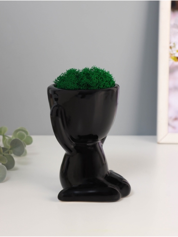 Кашпо керамика  Кашпо керамика "Мистер Грин" любитель тишины 11,5*10*9 см черный