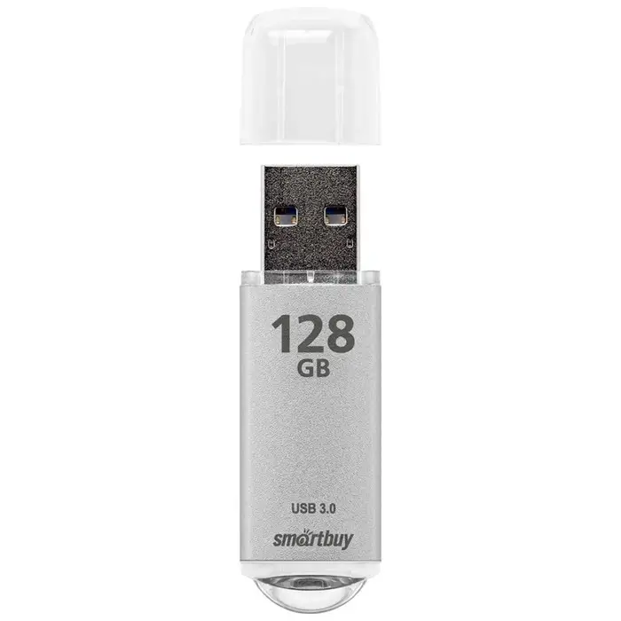 Флешка Smartbuy V-Cut, 128 ГБ, USB 3.0, чтение до 75 Мб/с, запись до 25 Мб/с, серая