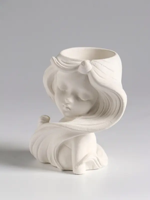 Ваза &laquo;Девушка с длинными волосами&raquo;, 6&times;8&times;9 см, гипс, белая