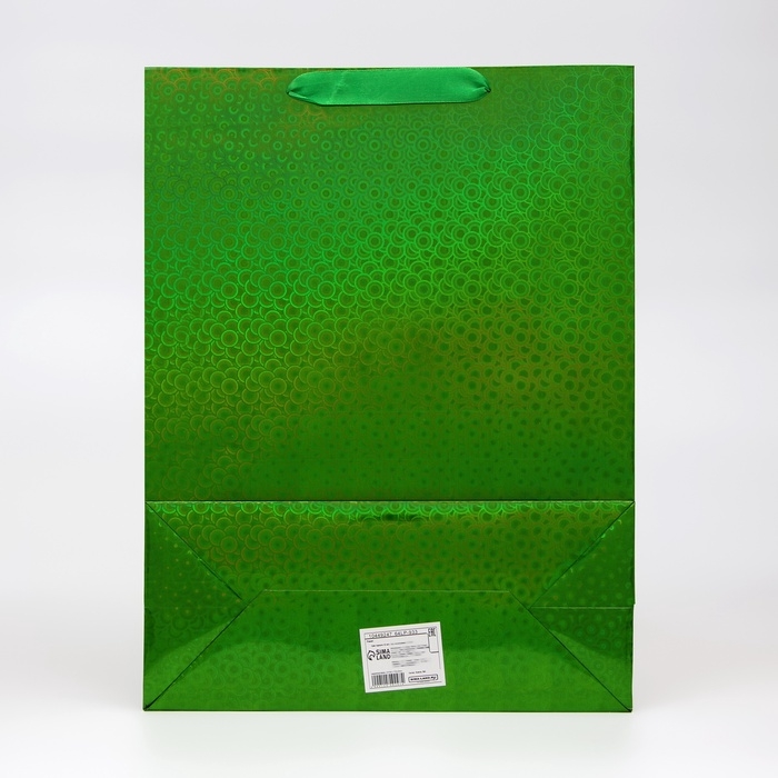 Пакет голография с окном "Сердце", "Зеленый",  L 40 х 30 х 13 см набор 1шт   10449247