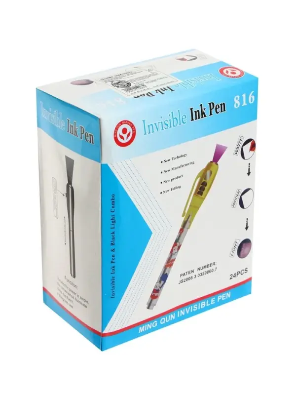 Маркер с невидимыми чернилами Calligrata &laquo;Шпион&raquo;, надпись видно при подсвечивании фонариком, МИКС