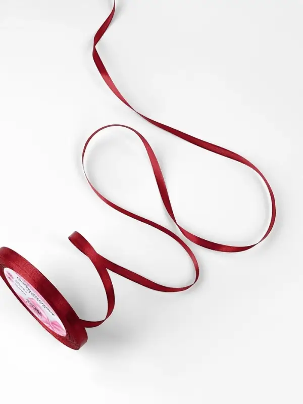 Лента атласная, 6 мм &times; 23 &plusmn; 1 м, цвет винный №165