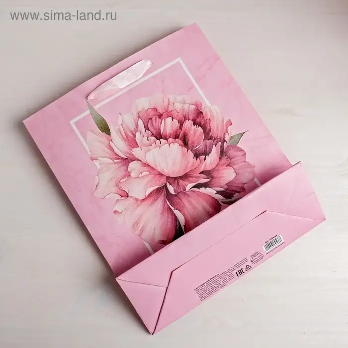 Пакет подарочный ламинированный, упаковка, &laquo;Пион&raquo;, S 12 х 15 х 5.5 см