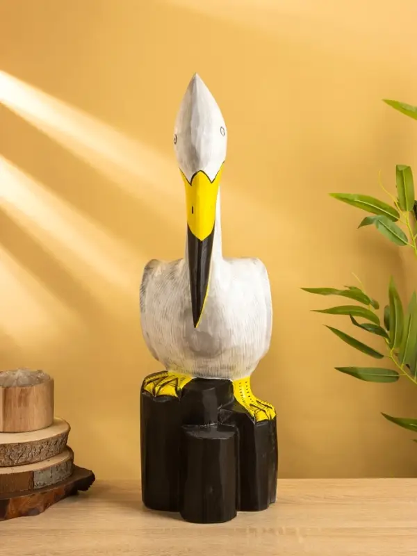 Сувенир «Пеликан», 17×20×50 см, дерево, белый