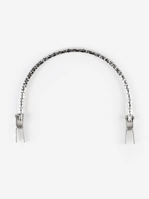 Ручка для сумки «Рифлёная рамка», металлическая, на прокол, 13×9 см, цвет серебряный Ручка для сумки «Рифлёная рамка», металлическая, на прокол, 13×9 см, цвет серебряный