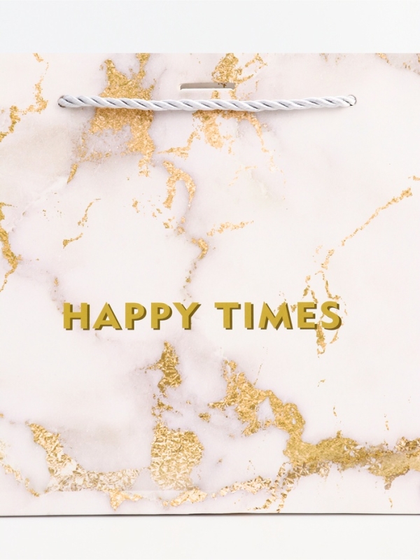 Пакет подарочный ламинированный "Мрамор",белый,с бантиком, 25 х 20 х 12 см