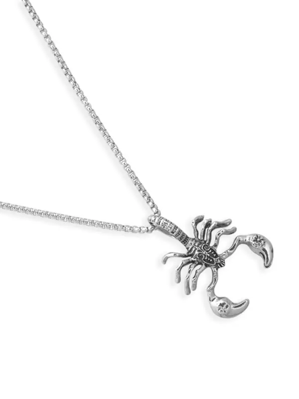 Кулон-амулет &laquo;Помпеи&raquo;, скорпион, цвет чернёное серебро, 70 см