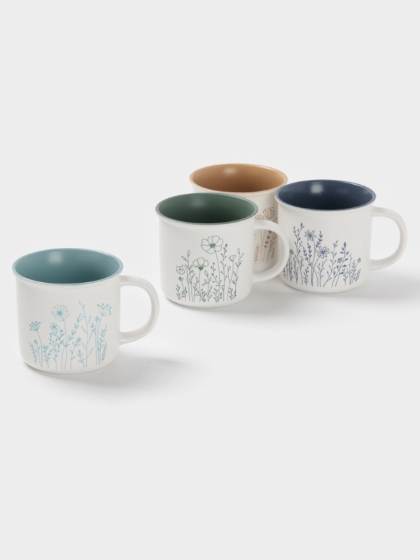 Набор кружек Доляна Набор кружек Доляна "Летний луг" 4 шт, 13х9,8х9 см, цвет белый