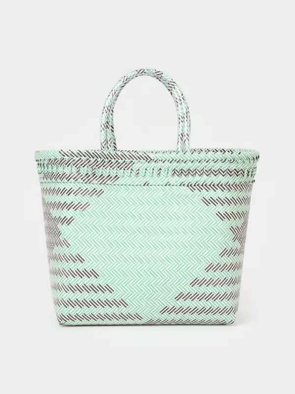 Сумка плетёная, 30&times;15&times;35 см, пластик, бирюзовая с чёрным