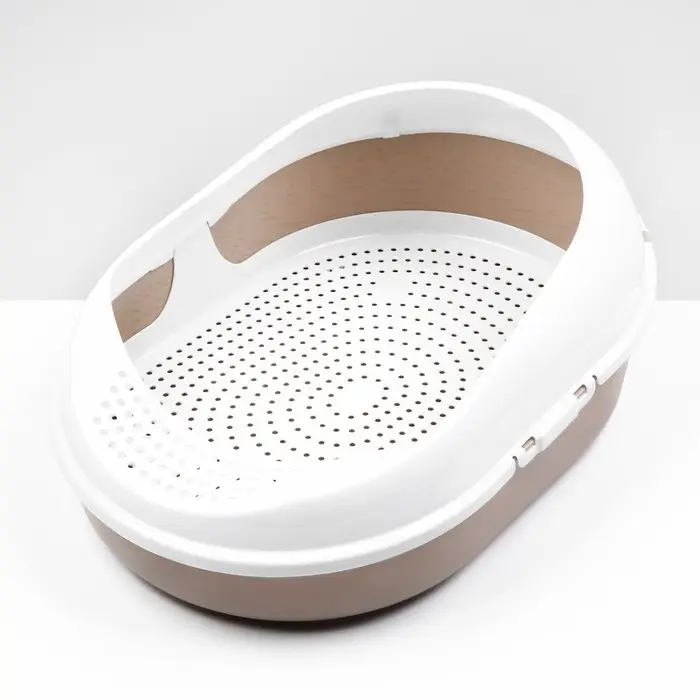 Лоток для кошек с бортом, сеткой и совком Лоток для кошек с бортом, сеткой и совком "Космо" 51,9 x37,8 x 21,3 см, коричневый