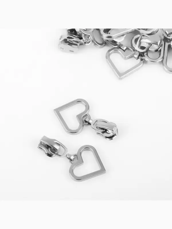 Бегунок для металлической молнии, №3, &laquo;Сердце&raquo;, 10 шт., цвет никель