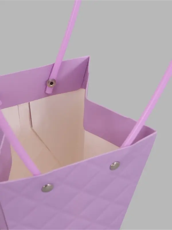 Сумка для цветов тиснение сиреневая влагостойкая, 12&times;12 - 8&times;8 - 12.5 см